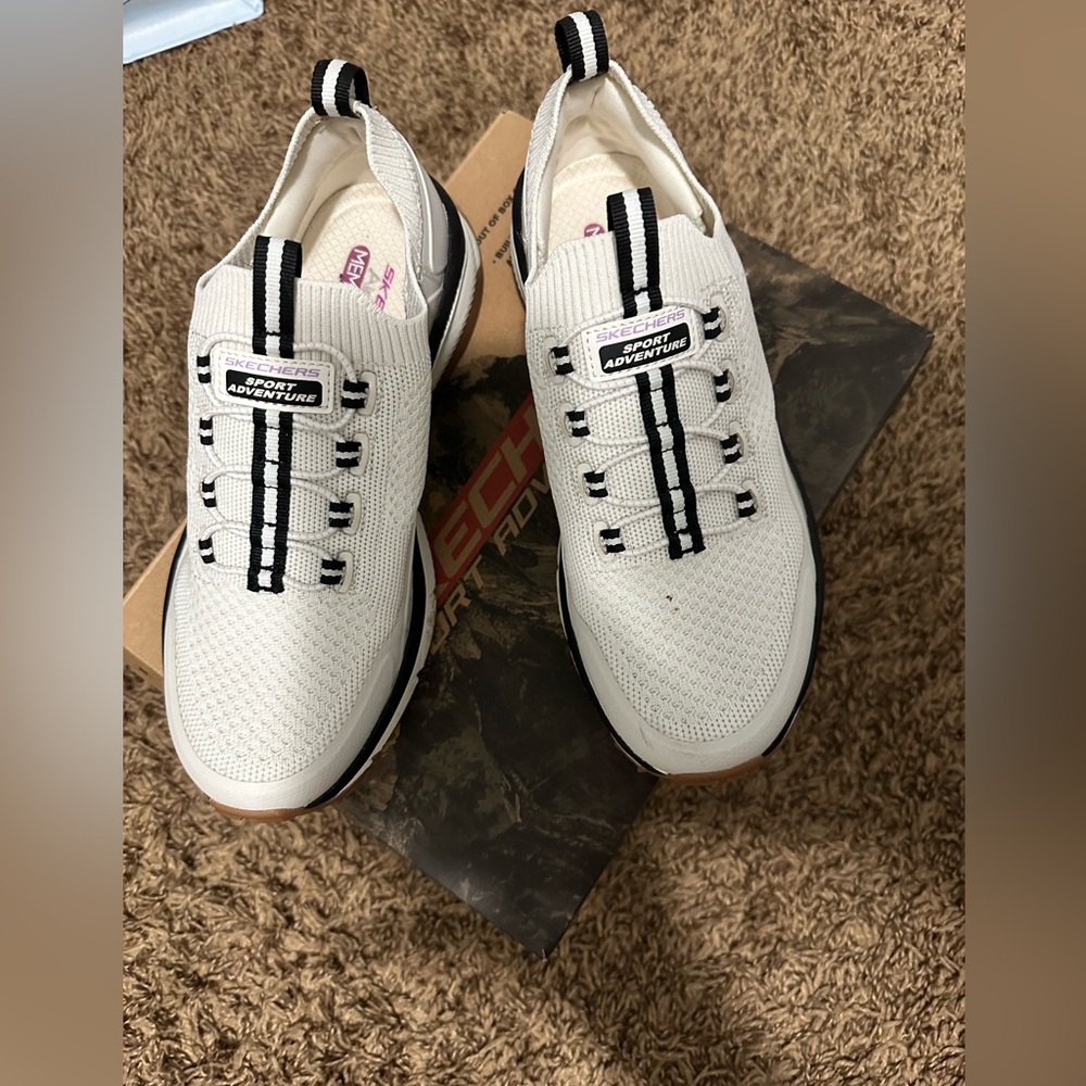 Skechers Women’s Cream and Black Sport Sneakers